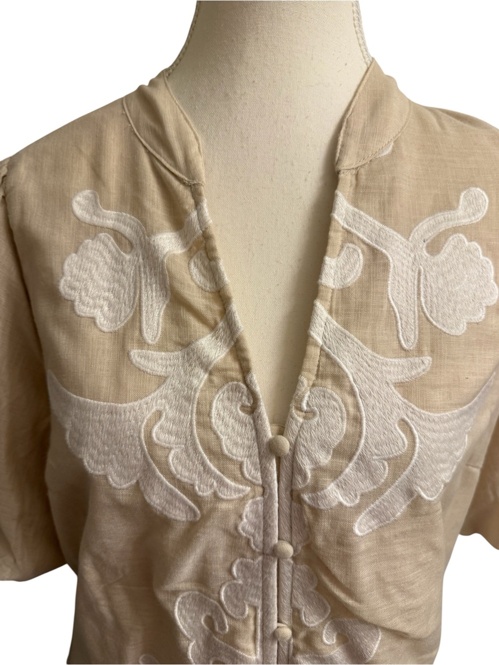 Crown & Ivy XL Embroidered Tunic Dress Coastal Boho Resort Mediterranean - Picture 3 of 10